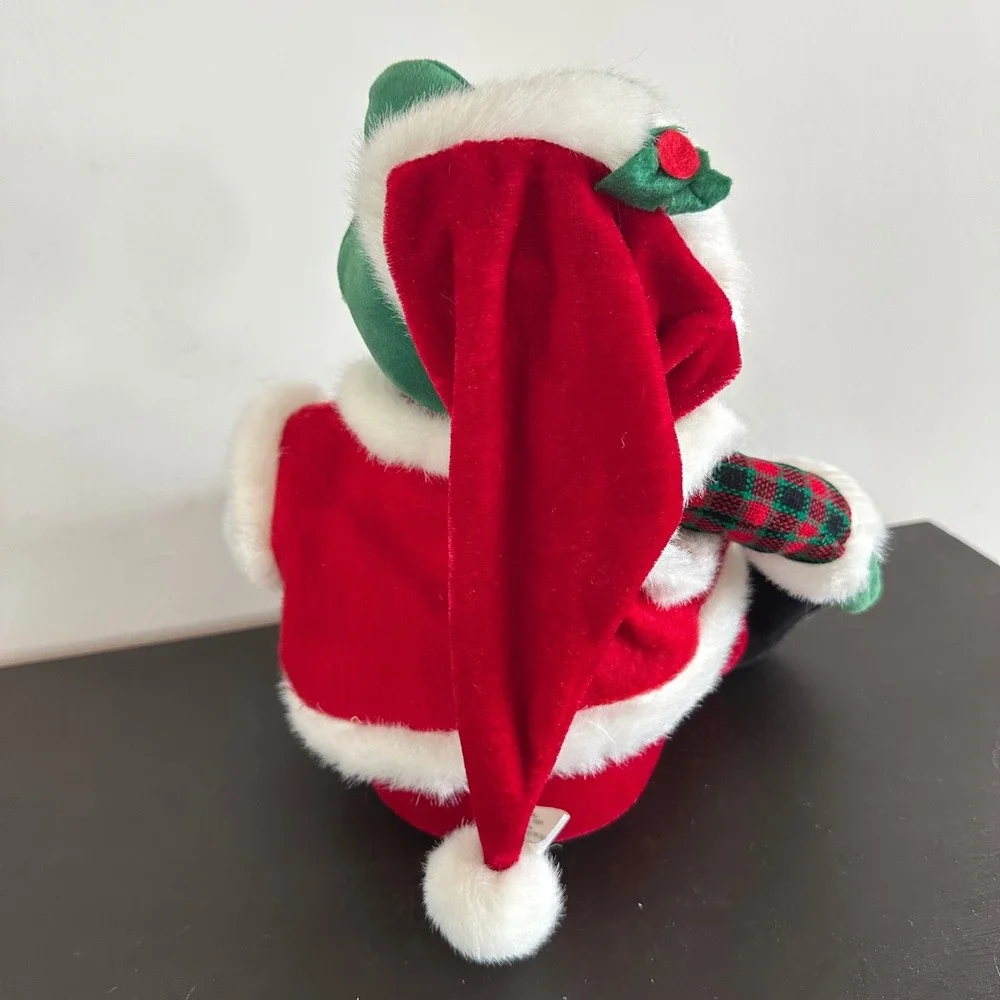 VTG Kurt S Adler Christmas Frog Plush Animated Musical Santa Suit Plaid Shirt